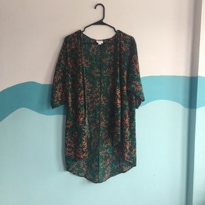 Lularoe Lindsay Kimono Short Sleeve Leaves Small